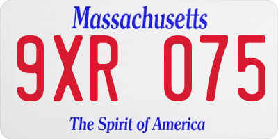 MA license plate 9XR075