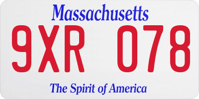 MA license plate 9XR078