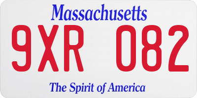 MA license plate 9XR082