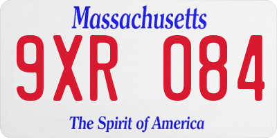 MA license plate 9XR084