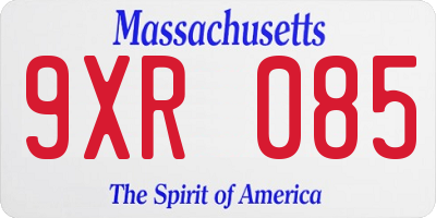 MA license plate 9XR085