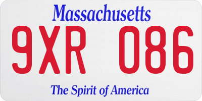 MA license plate 9XR086