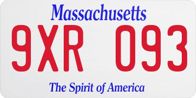 MA license plate 9XR093