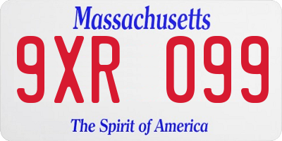 MA license plate 9XR099