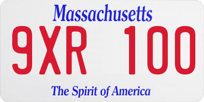 MA license plate 9XR100