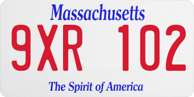 MA license plate 9XR102