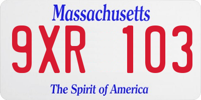 MA license plate 9XR103