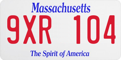 MA license plate 9XR104