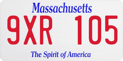 MA license plate 9XR105