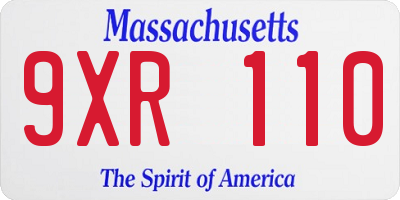 MA license plate 9XR110