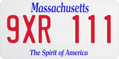 MA license plate 9XR111