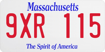 MA license plate 9XR115