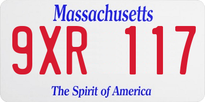 MA license plate 9XR117