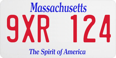 MA license plate 9XR124