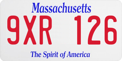 MA license plate 9XR126
