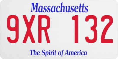 MA license plate 9XR132