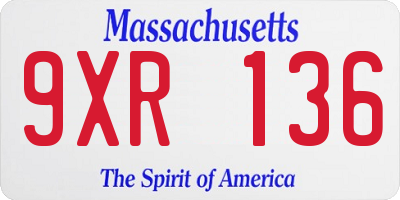 MA license plate 9XR136