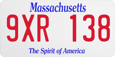 MA license plate 9XR138