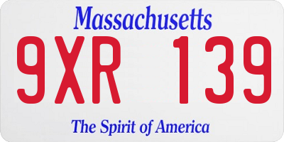 MA license plate 9XR139