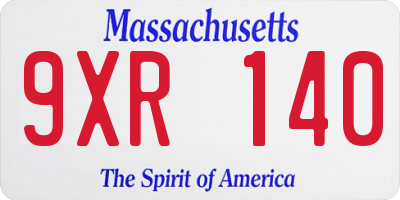 MA license plate 9XR140