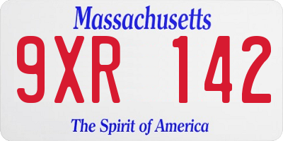 MA license plate 9XR142