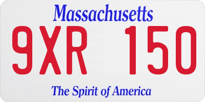 MA license plate 9XR150