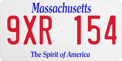 MA license plate 9XR154