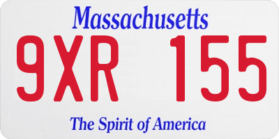 MA license plate 9XR155