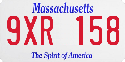 MA license plate 9XR158