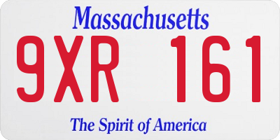 MA license plate 9XR161