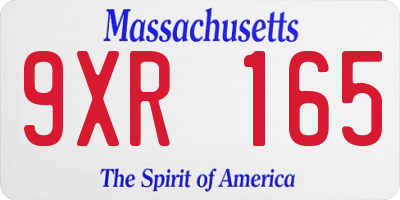 MA license plate 9XR165