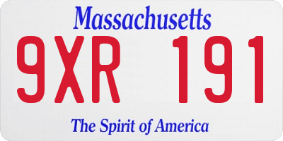 MA license plate 9XR191