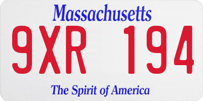 MA license plate 9XR194