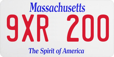 MA license plate 9XR200