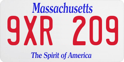 MA license plate 9XR209