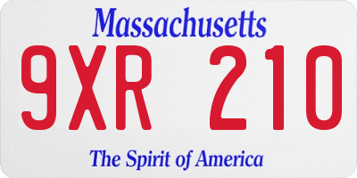 MA license plate 9XR210
