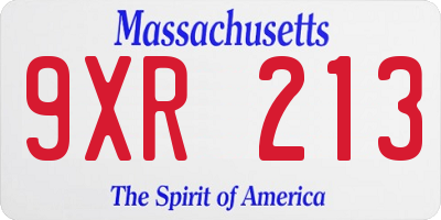 MA license plate 9XR213