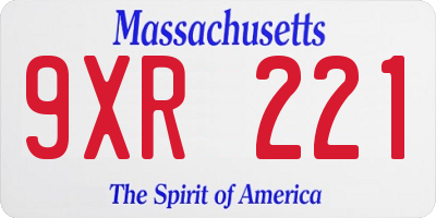 MA license plate 9XR221