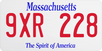 MA license plate 9XR228