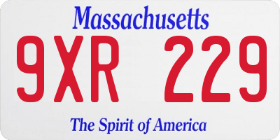 MA license plate 9XR229
