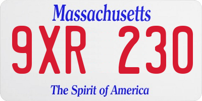 MA license plate 9XR230