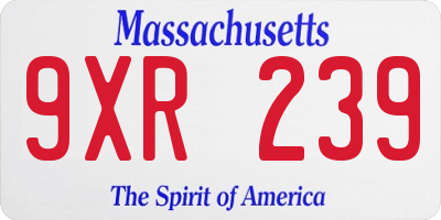MA license plate 9XR239