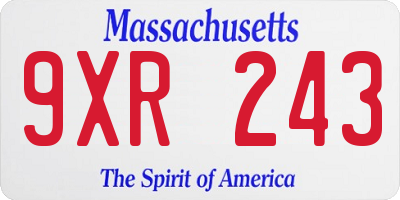 MA license plate 9XR243