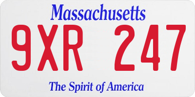 MA license plate 9XR247