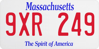 MA license plate 9XR249