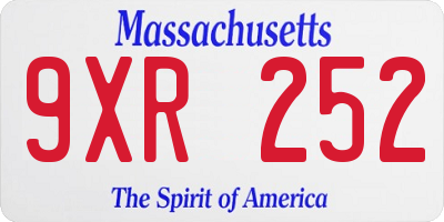 MA license plate 9XR252
