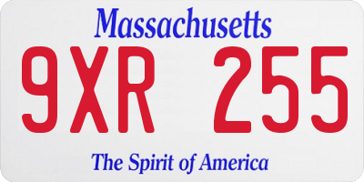 MA license plate 9XR255