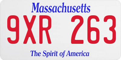 MA license plate 9XR263