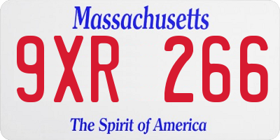 MA license plate 9XR266