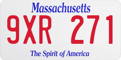 MA license plate 9XR271